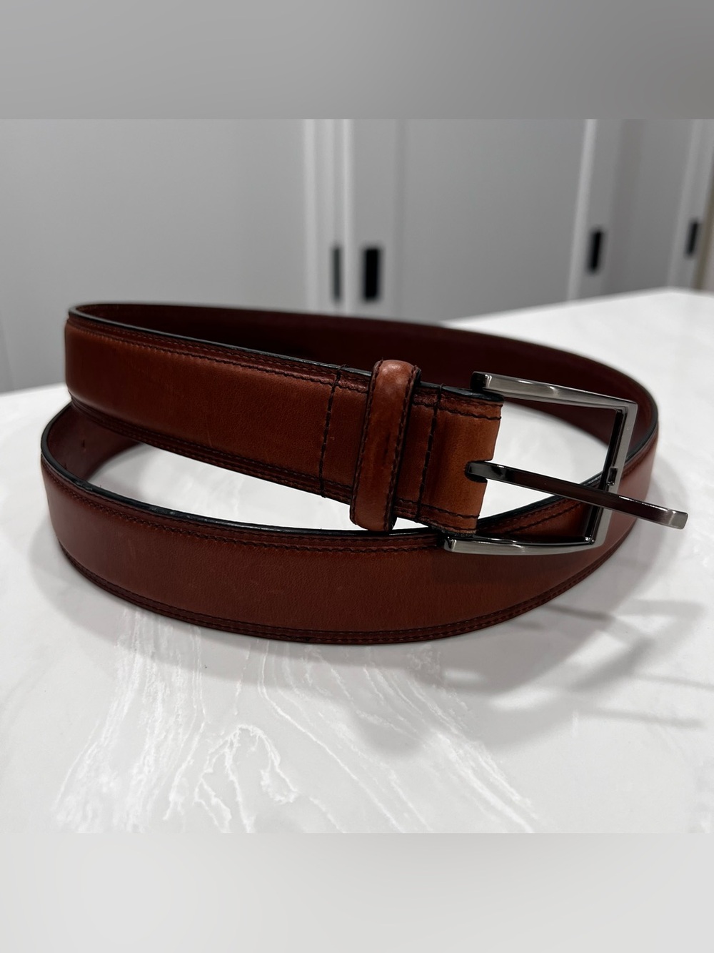 Geoffrey Beene Men's Genuine Leather Business Casual Dress Belt Brown Size 36/90